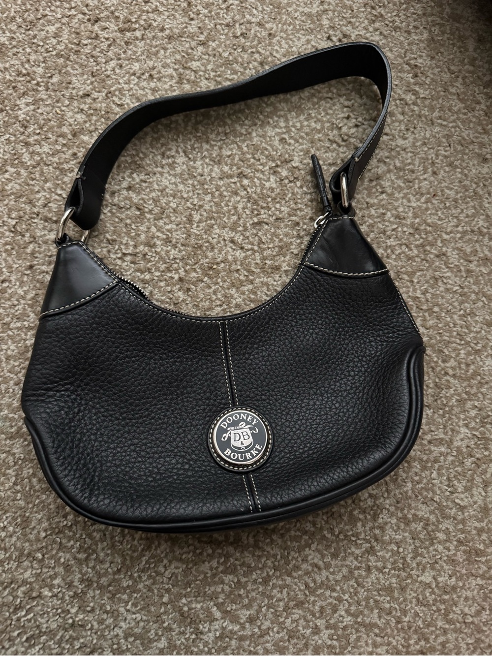 Dooney & Bourke Black Pebble Leather Shoulder Hobo